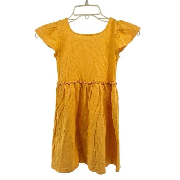 Cat & Jack Toddler Girls Mustard Yellow Flutter Sleeve Cotton Dress Size 5T - Picture 3 of 10